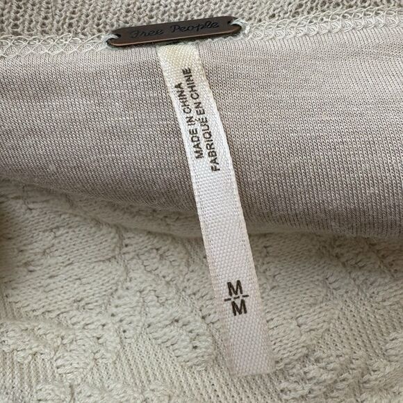 Free People Cream Military Style Lace Knit Sweater Jacket Size Medium Womens - Picture 5 of 9